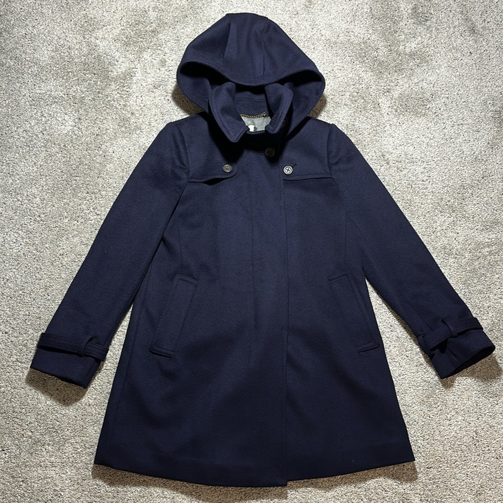 J Crew 100% Wool Duffle Stadium Coat w/ Detachable Hood - Womens 6